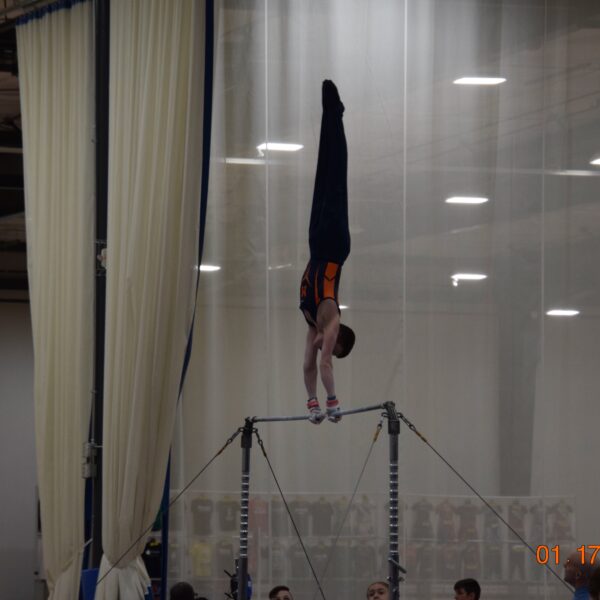 Gymnast on high bar